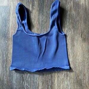 FP Movement by Free People Blue Ribbed Crop Top